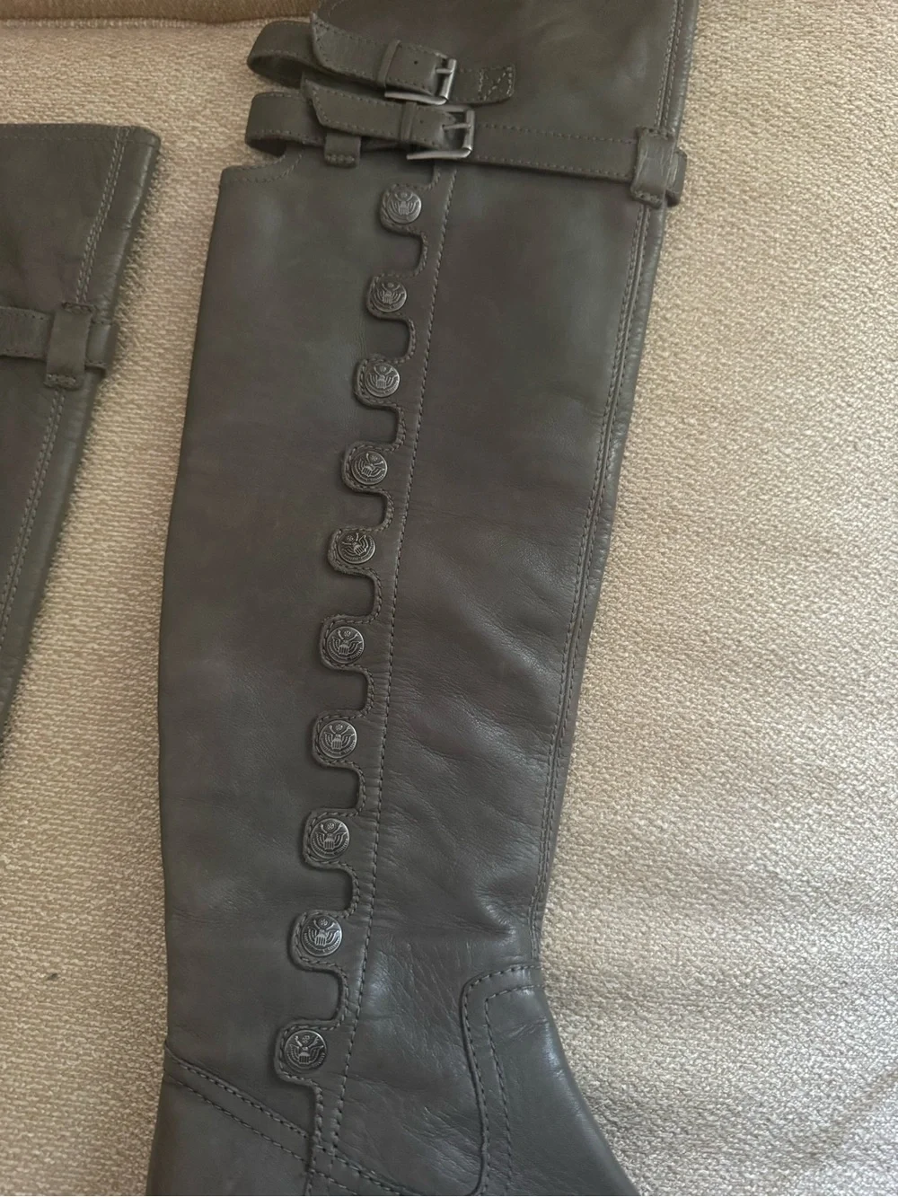 Sam Edelman Gray Over-the-Knee Leather Riding Boots